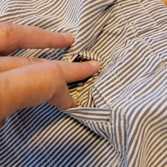 Shinestar Blue/White Stripe Seersucker Elastic Waist Drawstring Summer Slacks/Pa - Picture 9 of 11